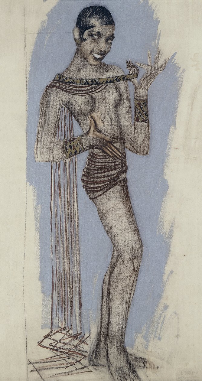 Josephine Baker - Makieta do ważnego panelu z laki, ok. 1927 (ołówek na papierze) autorstwa Jean Dunand