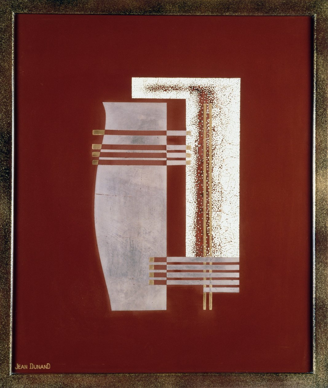Totem 20 (lakierowany srebrno-złoty panel) autorstwa Jean Dunand