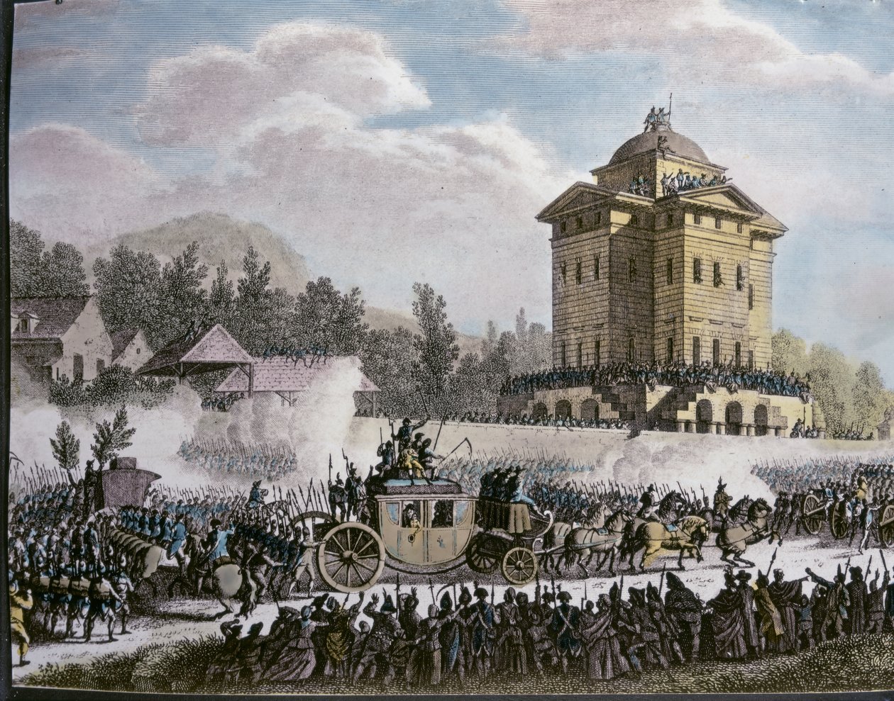 Przybycie króla Ludwika XVI do Paryża po aresztowaniu w Varennes, 25 czerwca autorstwa Jean Duplessi-Bertaux