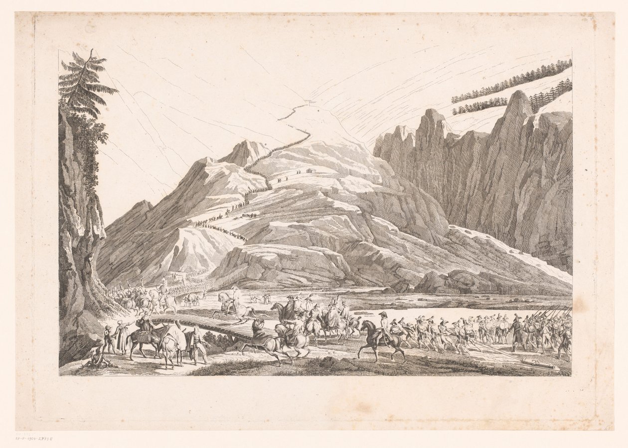 Krajobraz górski z jazdą konną (tytuł na obiekcie) autorstwa Jean Duplessis Bertaux (attributed to)