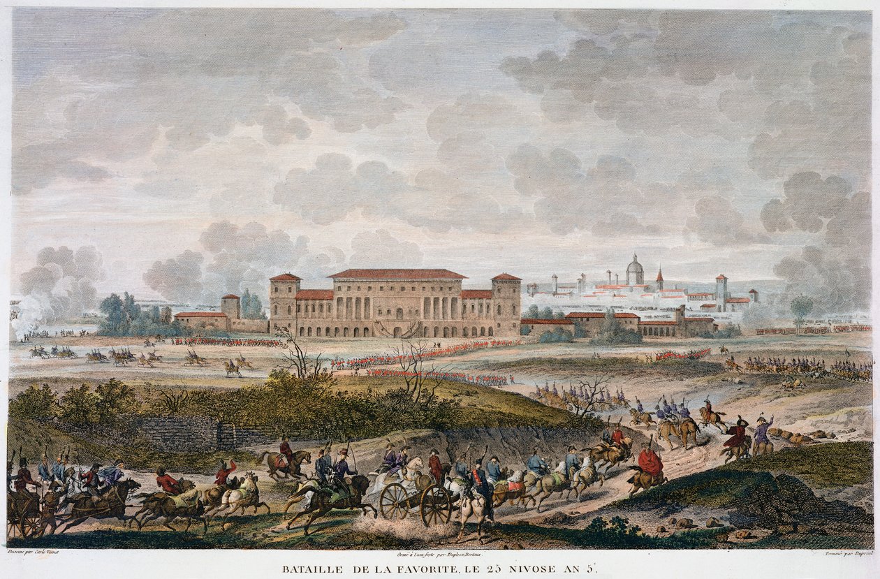 Bitwa pod La Favorite, Włochy, 25 Nivose, rok 5 stycznia 1797 autorstwa Jean Duplessis Bertaux