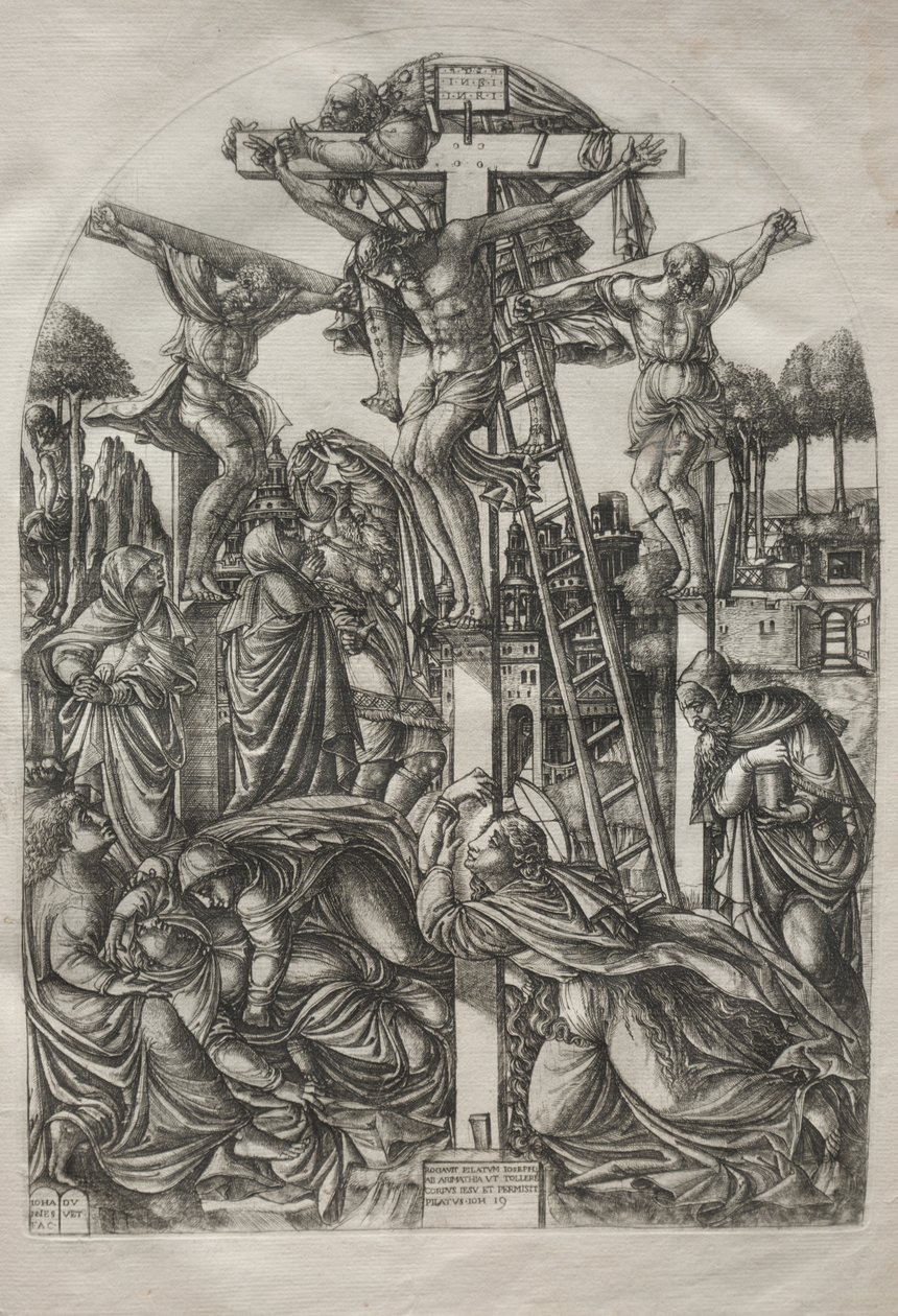 Chrystus na krzyżu między dwoma złodziejami, przed 1561 r. autorstwa Jean Duvet