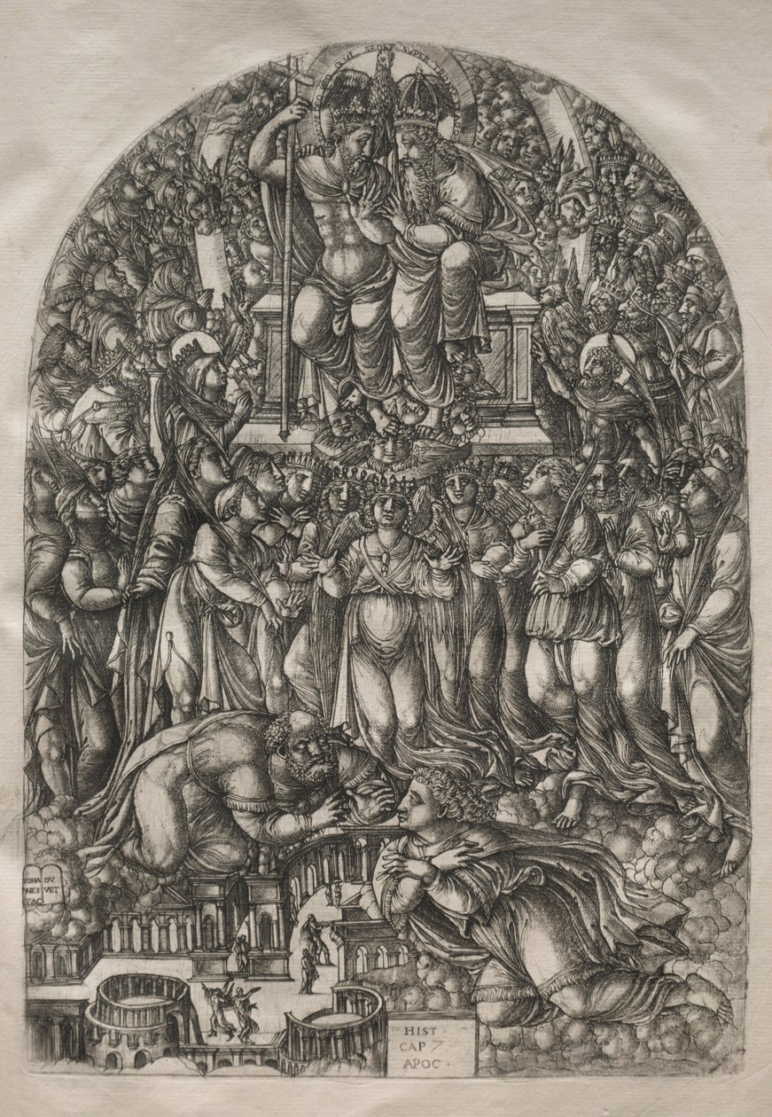 Apokalipsa: niezliczona rzesza stojąca przed tronem, 1546-1556. autorstwa Jean Duvet