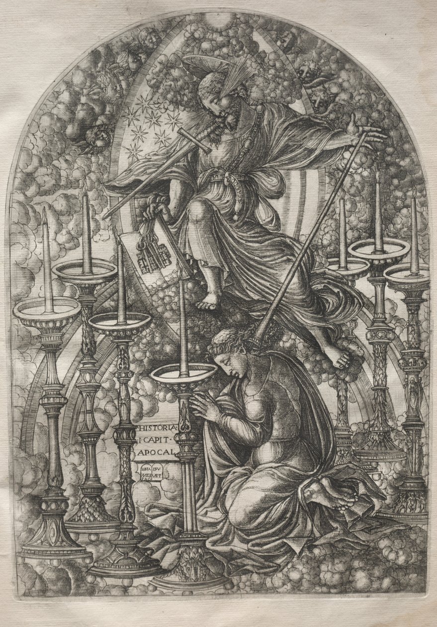 Apokalipsa: Św. Jan widzi siedem złotych świeczników, 1546-1556. autorstwa Jean Duvet