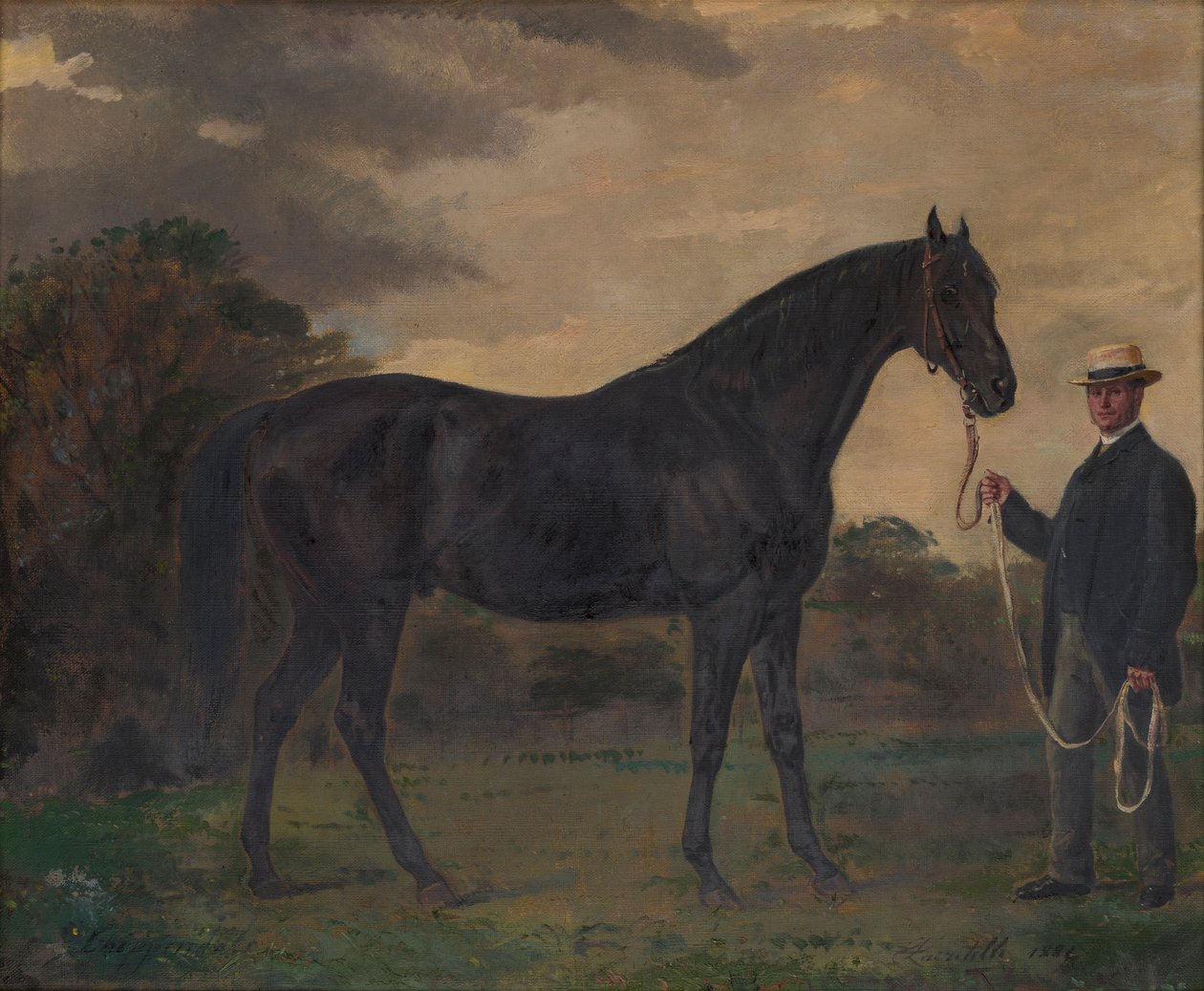 Chippendale i pan młody w krajobrazie, ok. 1837-1900 (olej na płótnie) autorstwa Jean Edouard Lacretelle