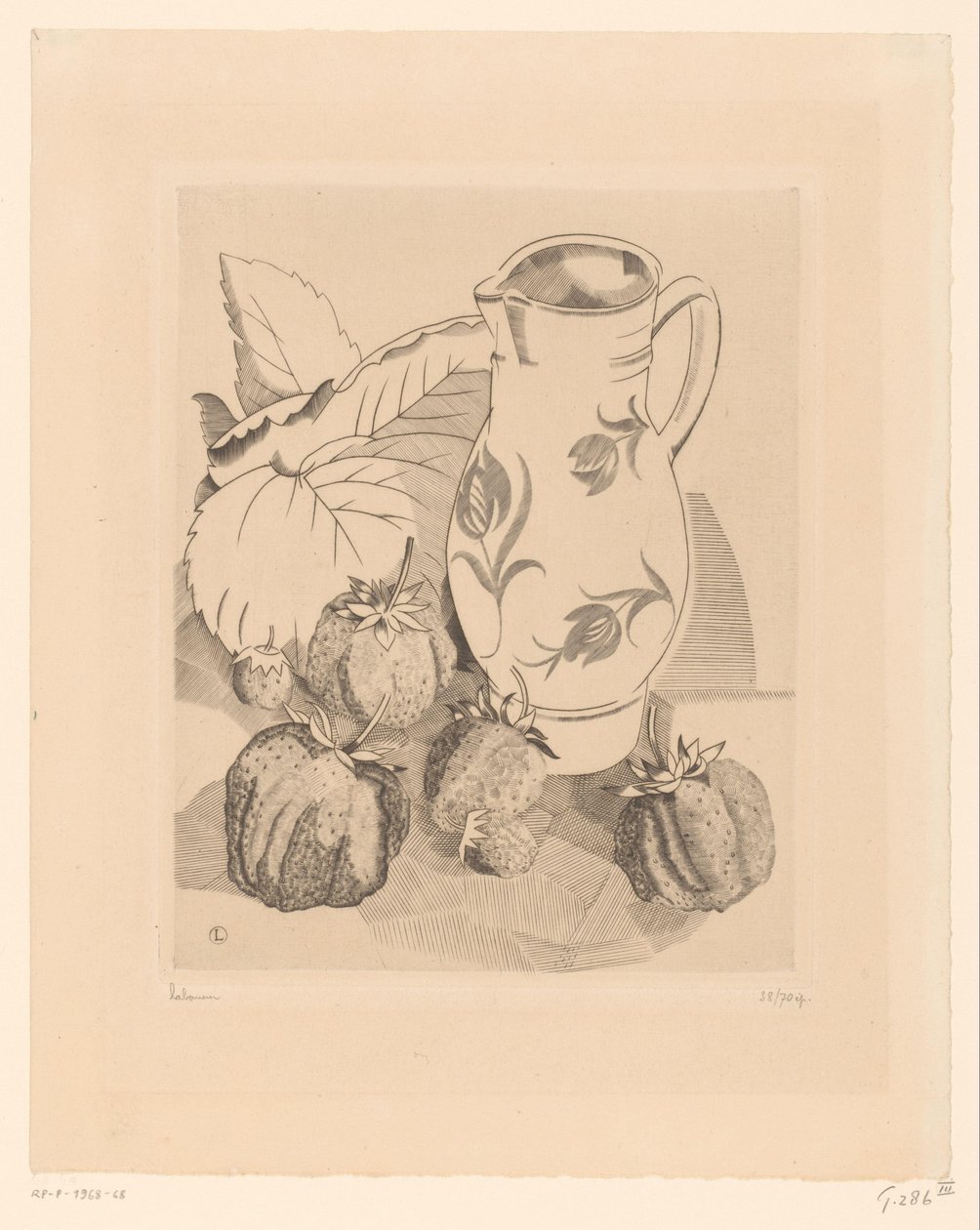 Martwa natura z truskawkami i dzbankiem les fraises autorstwa Jean Emile Laboureur (signed by artist)