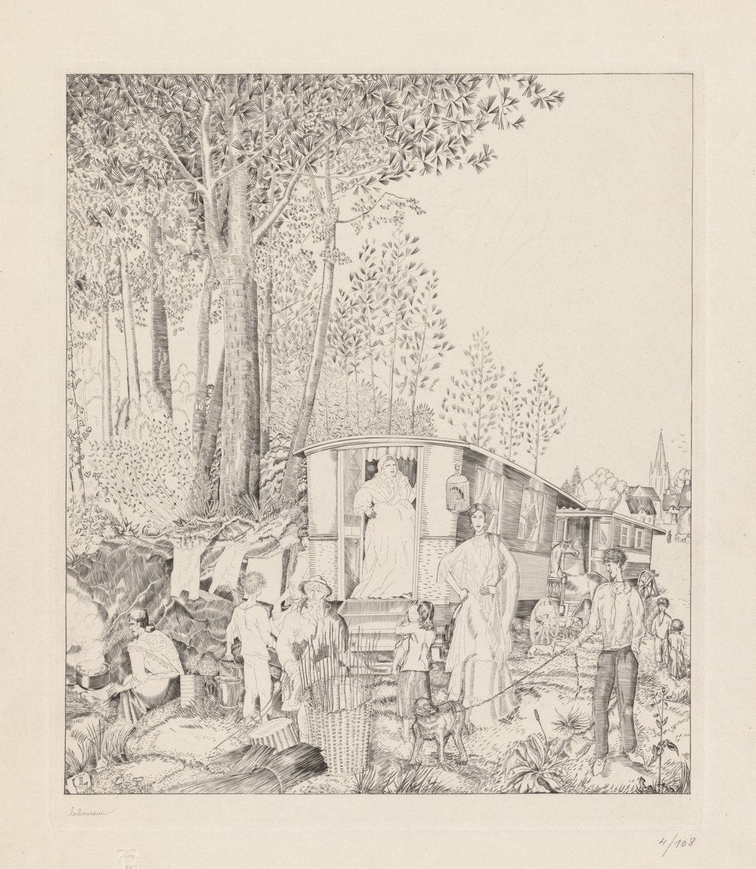 La Halte des Bohémiens autorstwa Jean Emile Laboureur