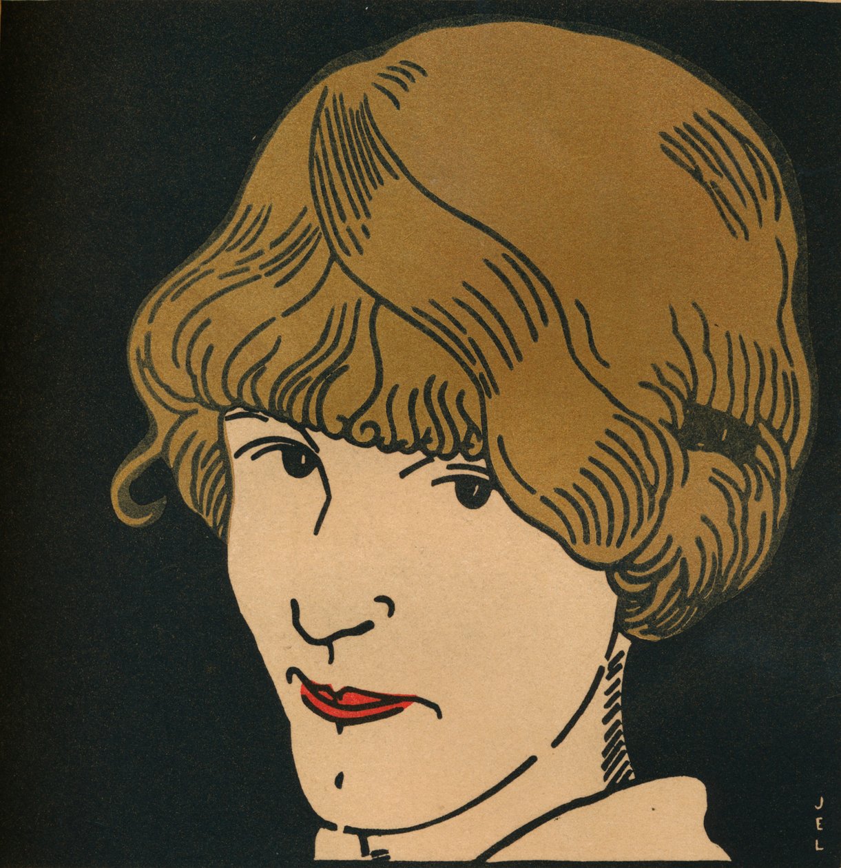 Złota maska ​​do włosów, 1912 autorstwa Jean Emile Laboureur