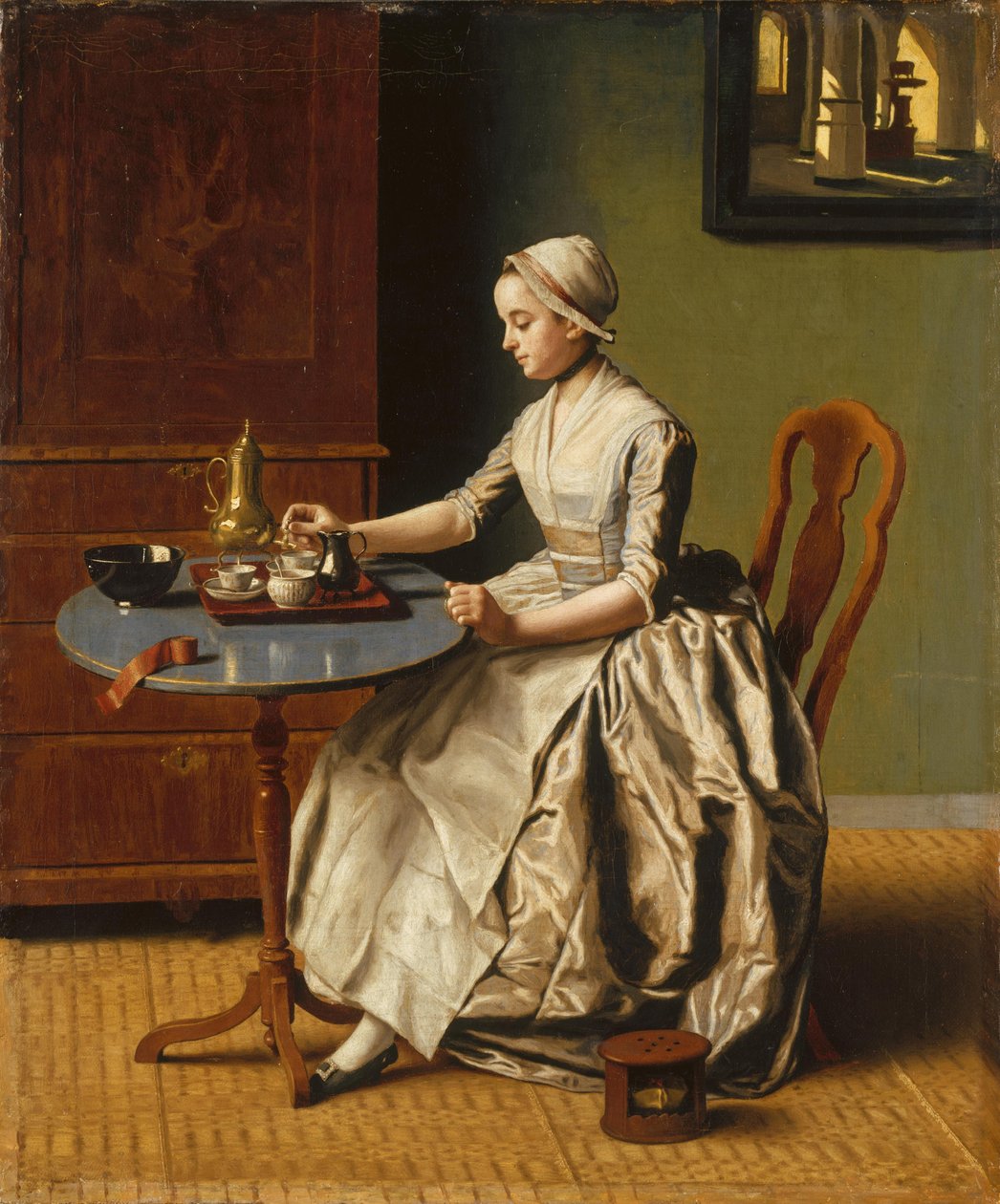 Pani nalewająca czekoladę La Chocolatière, ok. 1930 r. 1745 autorstwa Jean Étienne Liotard
