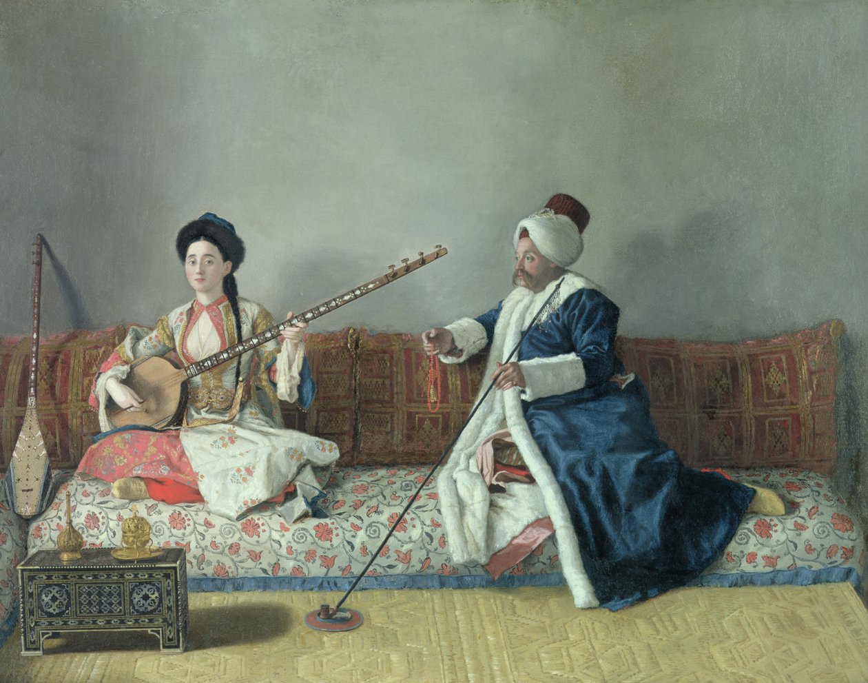 Monsieur Levett i Mademoiselle Helene Glavany w tureckich kostiumach autorstwa Jean Étienne Liotard
