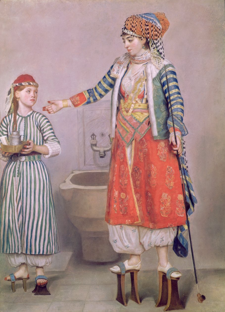 Kobieta turecka ze służącą (pastel na papierze) autorstwa Jean Étienne Liotard