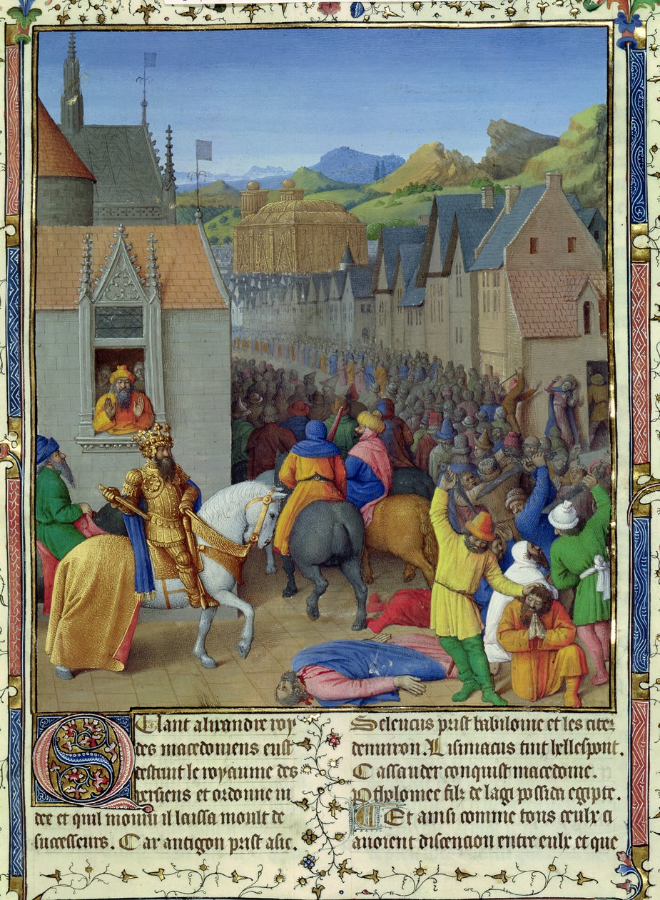 1s Fr 847 f. 248 Wjazd Ptolemeusza Sotera do Jerozolimy ok. 30 pne, ilustracja z „Antiquites Judaiques”, ok. 1470 autorstwa Jean Fouquet