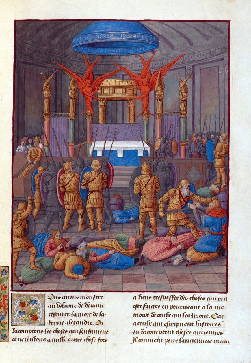 Zbezczeszczenie Świątyni Jerozolimskiej przez Pompejusza autorstwa Jean Fouquet