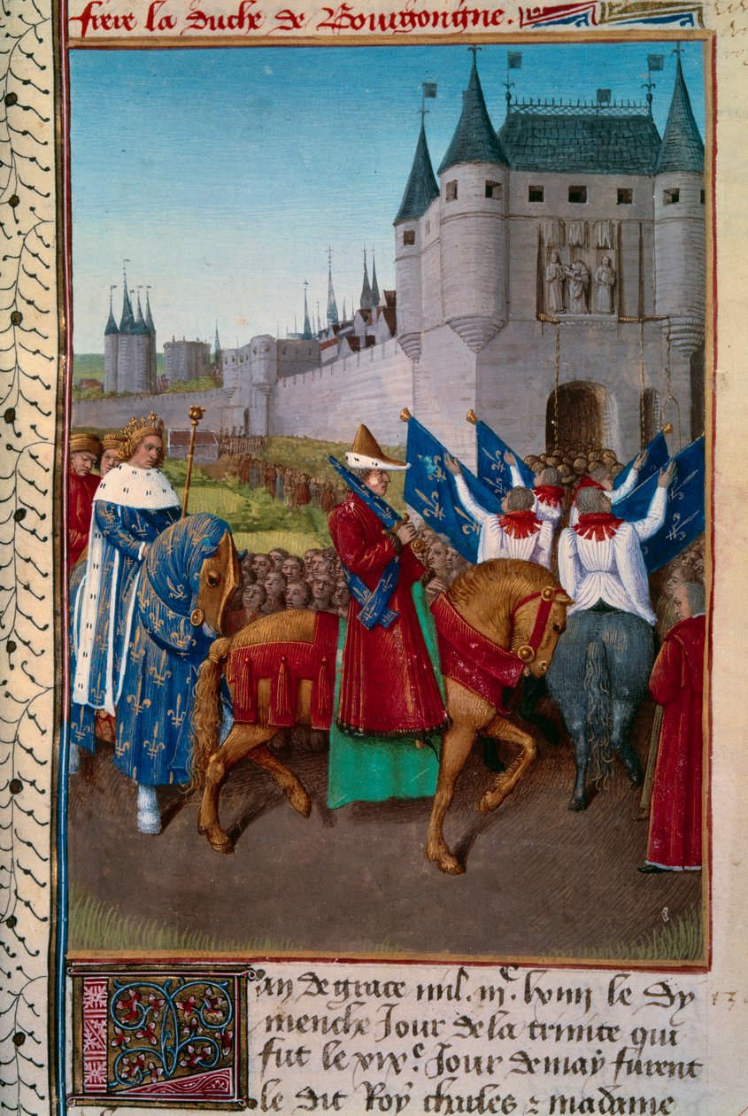 Wjazd do Paryża Karola V (1338-1380) poprzedzony przez Roberta de Fiennes (1308-1385) autorstwa Jean Fouquet