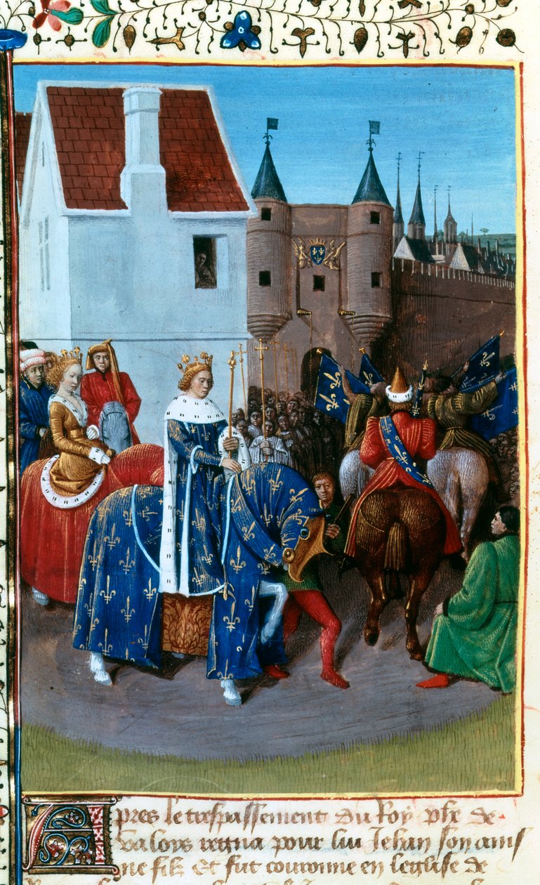 Wjazd Jana II do Paryża, XIV w., 1455-1460. autorstwa Jean Fouquet