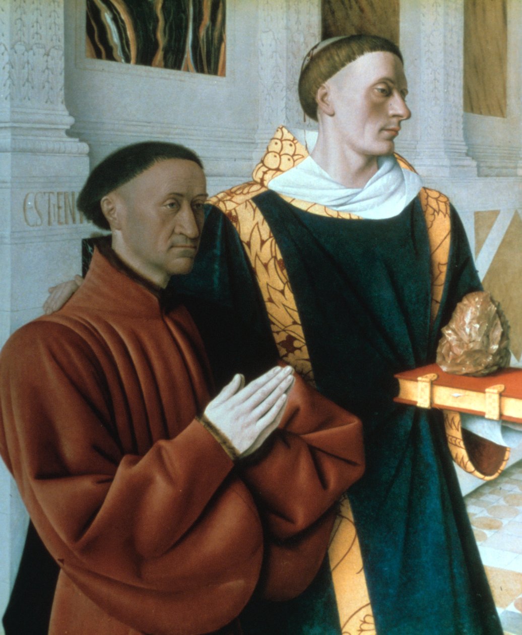 Etienne Chevalier i St Stephen, ok. 1450 autorstwa Jean Fouquet