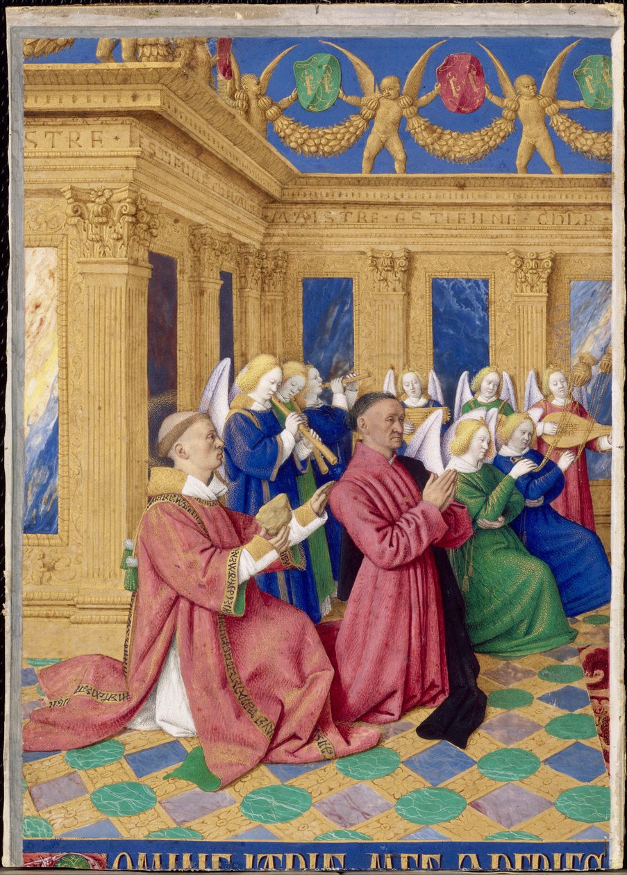 Étienne Chevalier i jego patron Saint Étienne, miniatura z Godzinek Étienne