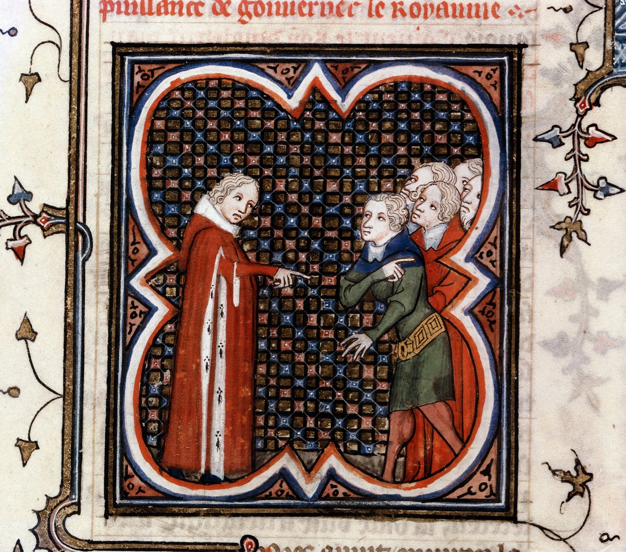 Etienne Marcel, przewładca kupców paryskich, nakazał królowi Janowi II Dobremu (1319-1364) szanować „Wielką Ordonację” z 1357 r. i wyrzucał mu swoje postępowanie w „Wielkich kronikach Francji” Jeana Fouquet (1420-1481), c. 1460 autorstwa Jean Fouquet