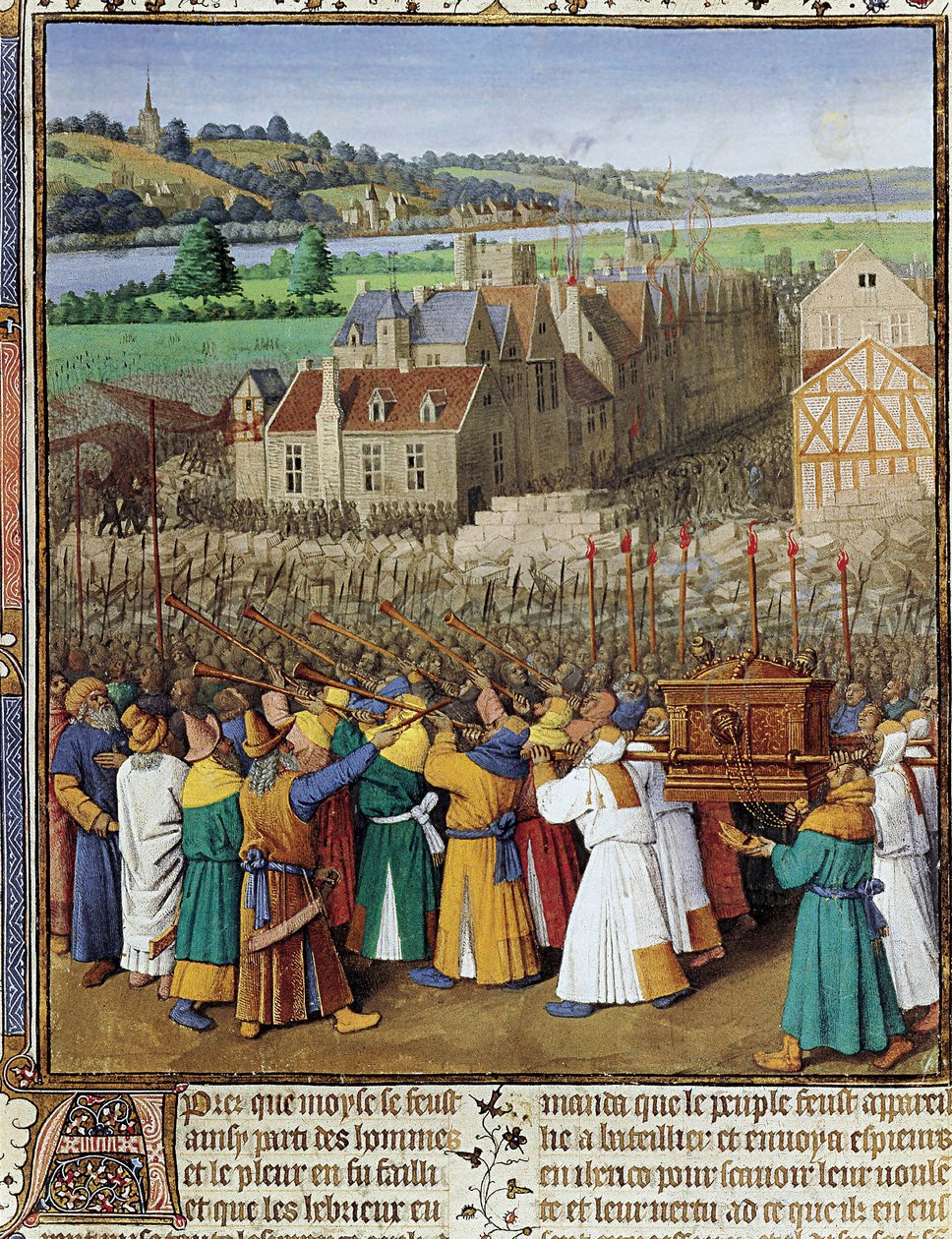 Upadek Jerycha, ok.1465-70 autorstwa Jean Fouquet