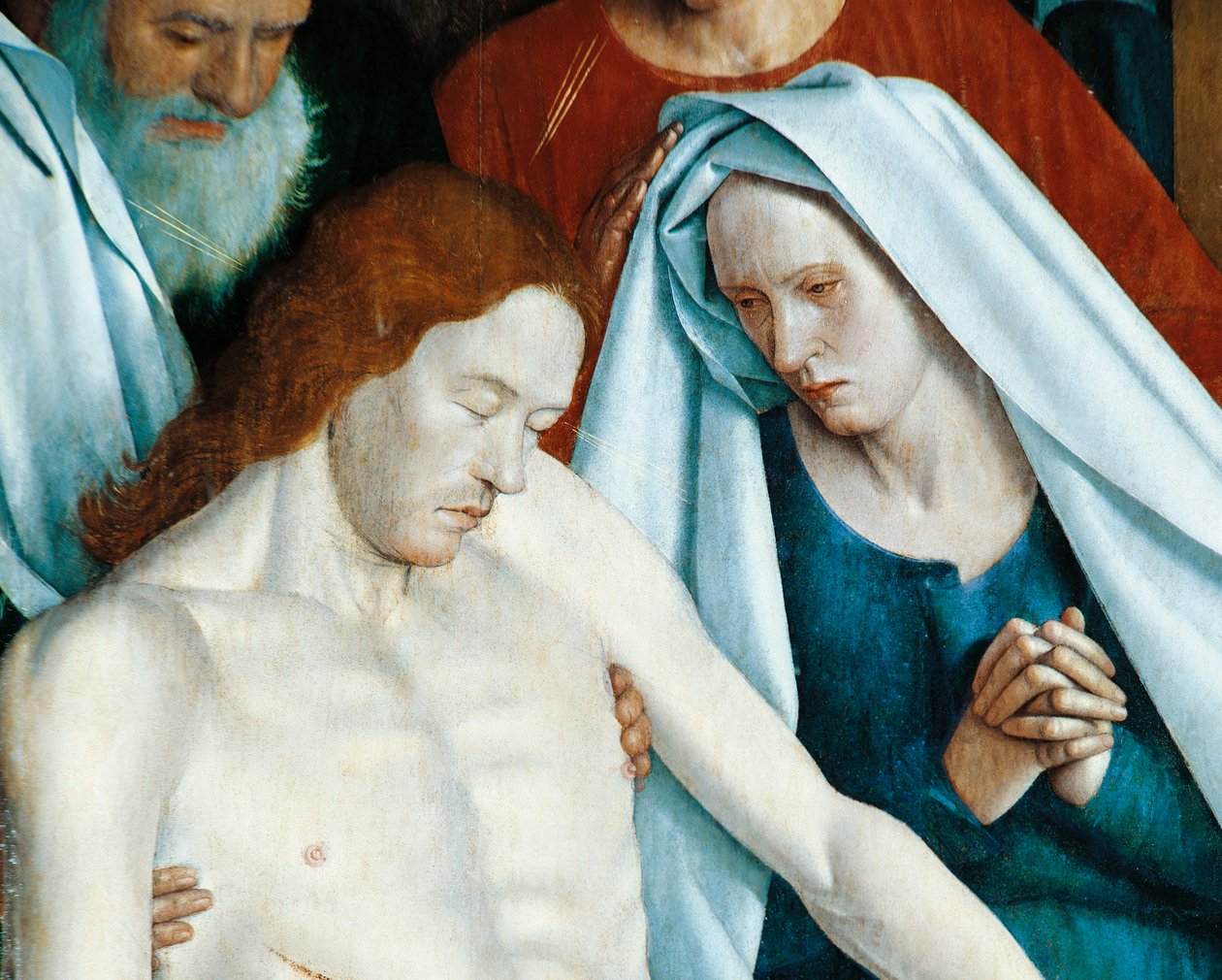 francja, nouans-les-fontaines, kościół św marcina, dziewica i Chrystus, fragment z piety autorstwa Jean Fouquet
