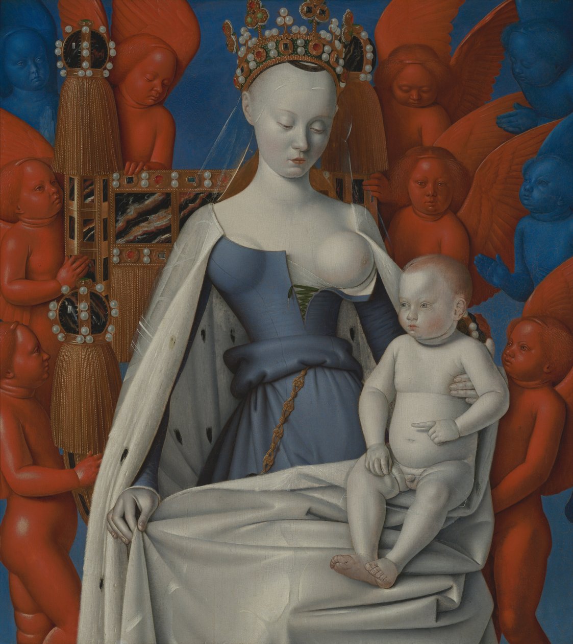 Madonna w otoczeniu serafinów i cherubinów, ok. 1450 (olej na płycie) autorstwa Jean Fouquet