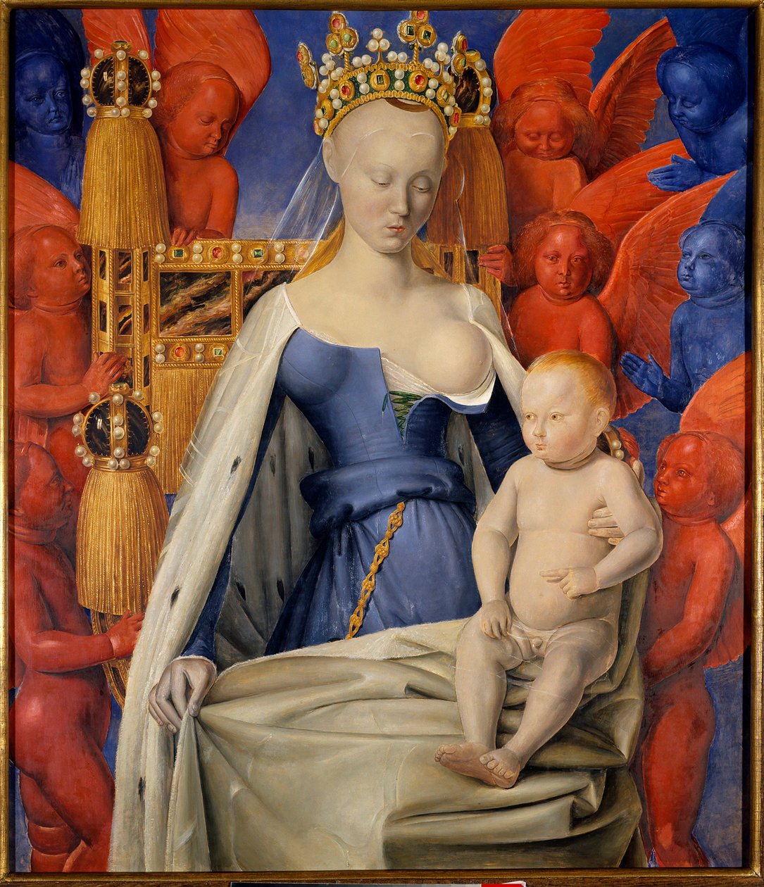 Madonna surrounded by seraphim and cherubim autorstwa Jean Fouquet