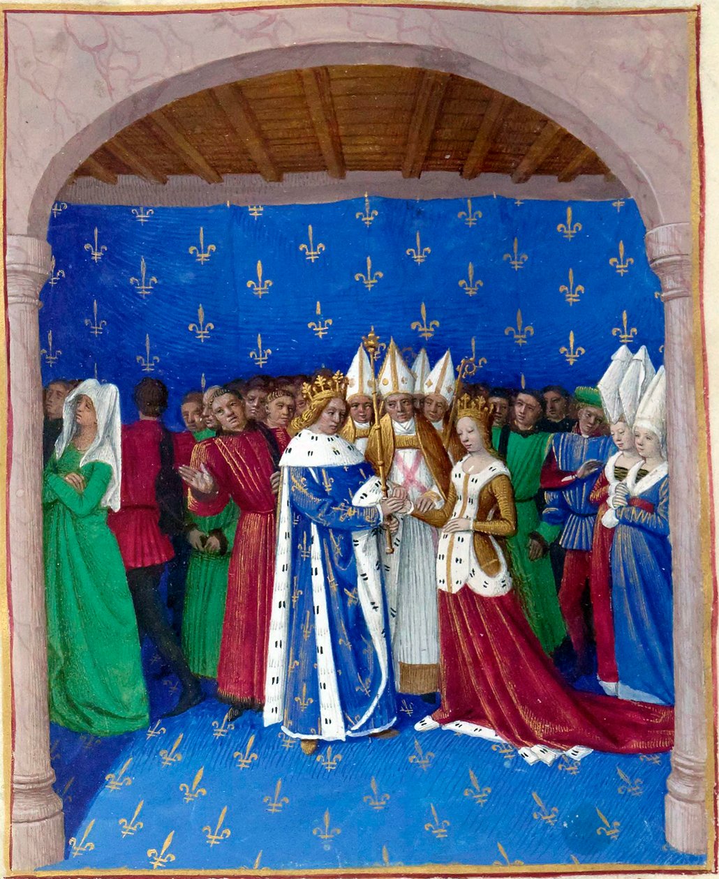 Małżeństwo Karola IV le Bel i Marii Luksemburskiej autorstwa Jean Fouquet
