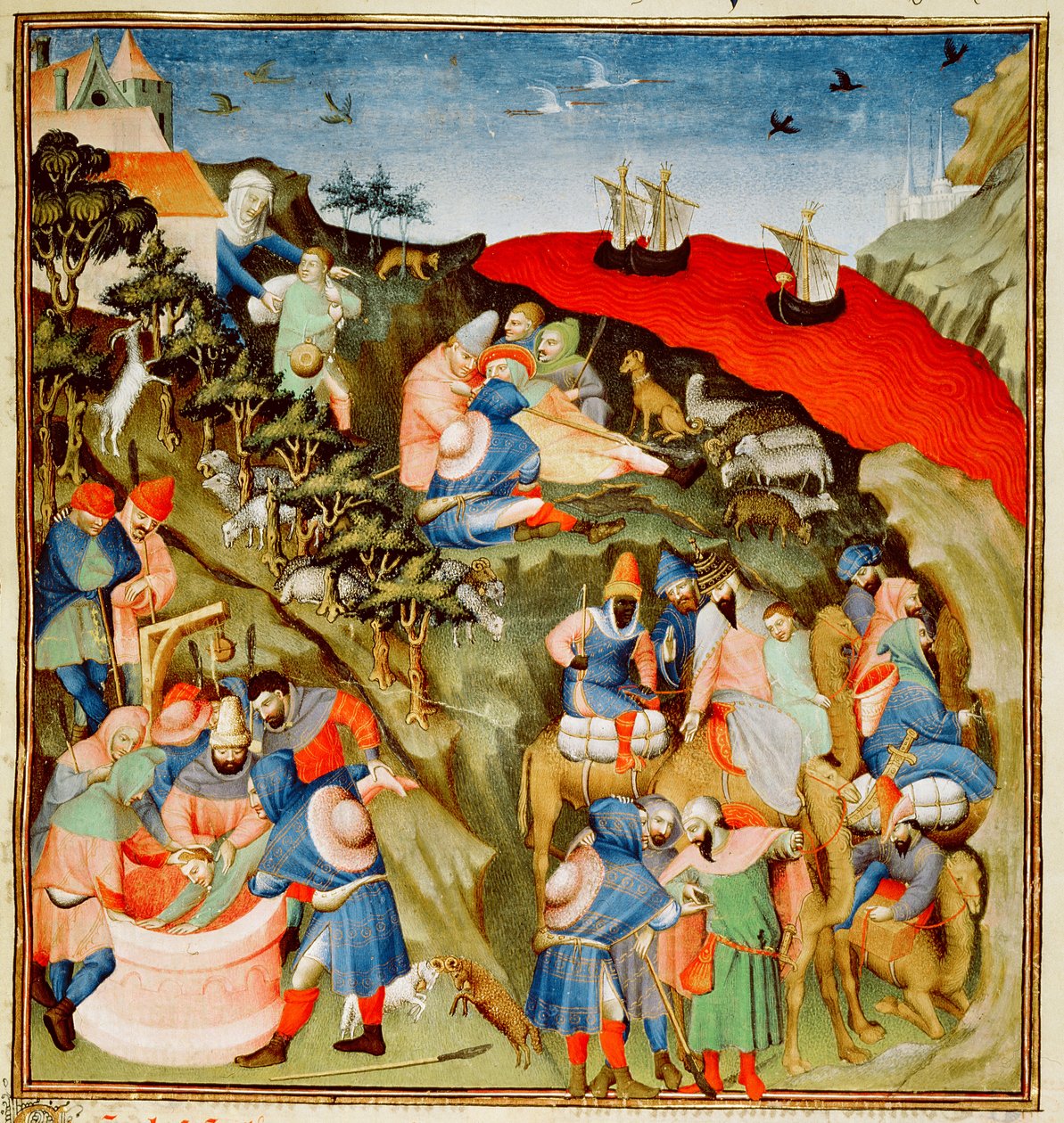 Ms Fr.247 f.25 Historia Józefa, ilustracja, z „Antiquites Judaiques”, ok. 1470 (patrz także 52468) autorstwa Jean Fouquet