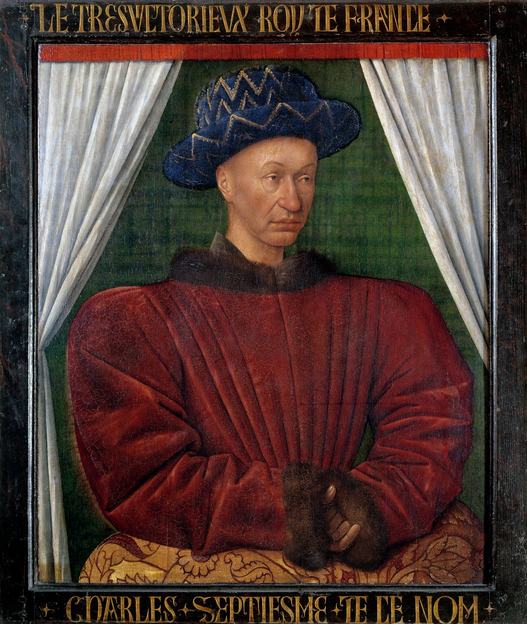 Portret Karola VII (1403-1461) króla Francji. Obraz Jeana Fouqueta (1420-1481) autorstwa Jean Fouquet