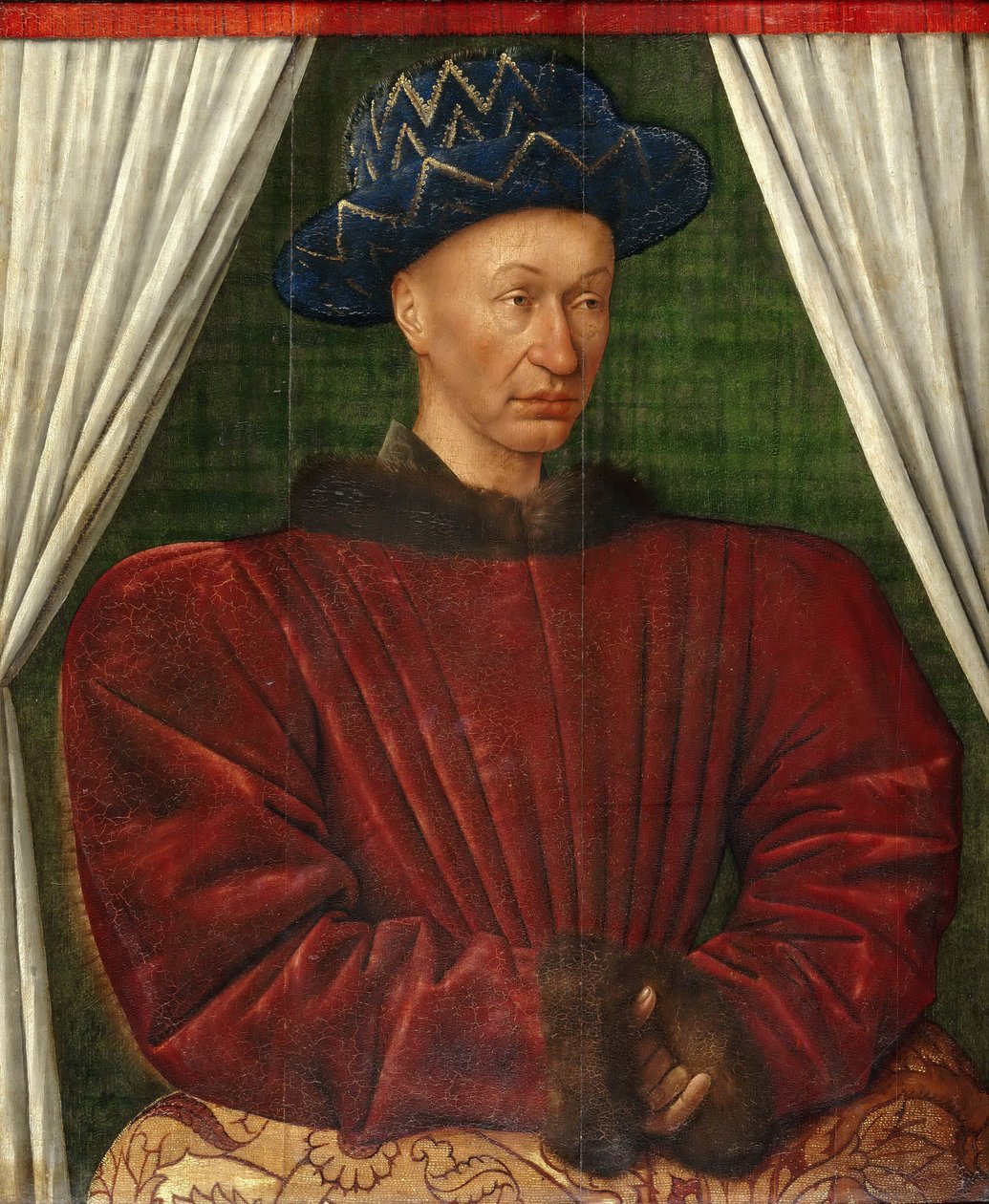 Portret króla Francji Karola VII, 1445-1450 autorstwa Jean Fouquet