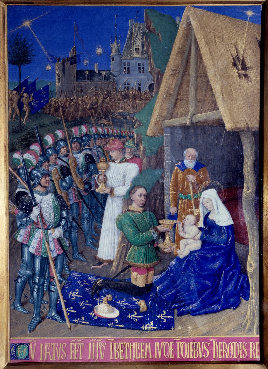 Adoracja miniatury Trzech Króli zaczerpnięta z „Księgi godzin Etienne Chevalier” Jeana Fouqueta (1420-1477/1481) autorstwa Jean Fouquet