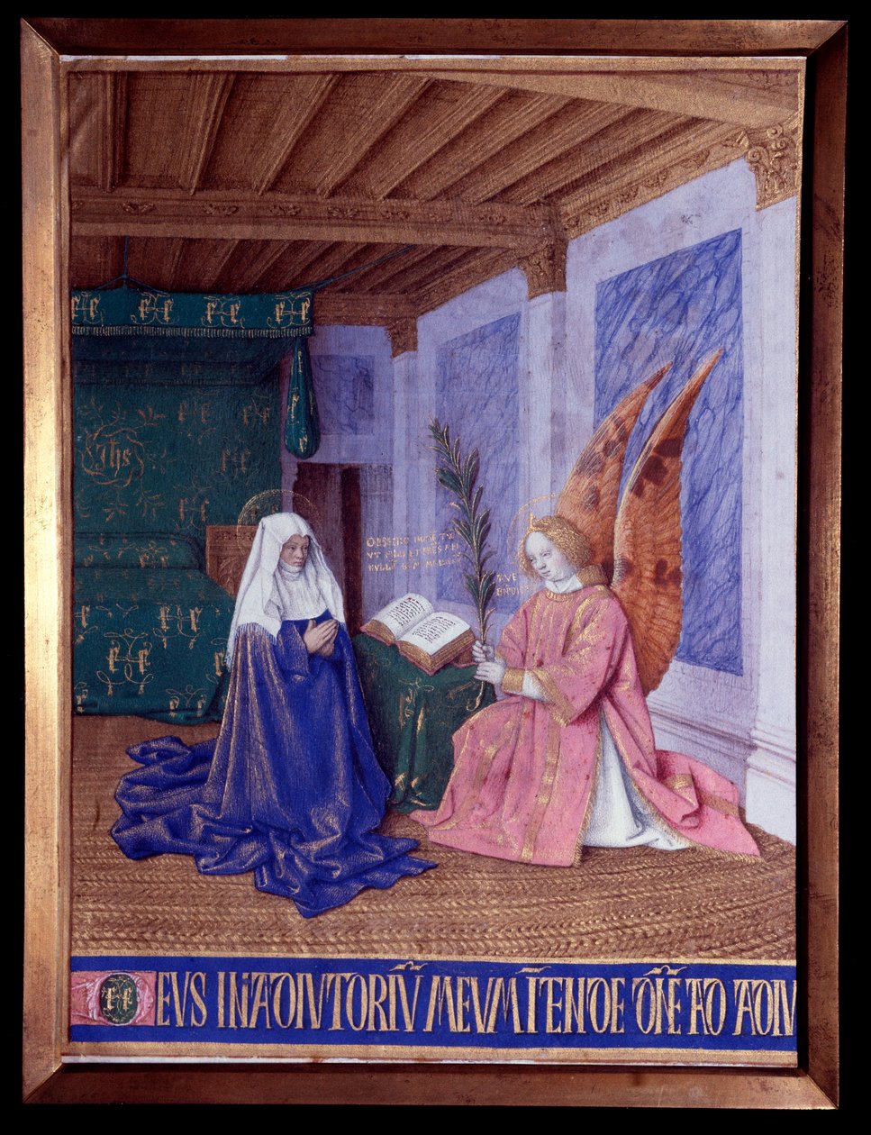 Godziny Dziewicy: Druga Miniatura Zwiastowania w „Godzinach Etienne Chevalier” Jeana Fouqueta (1420-1481) autorstwa Jean Fouquet