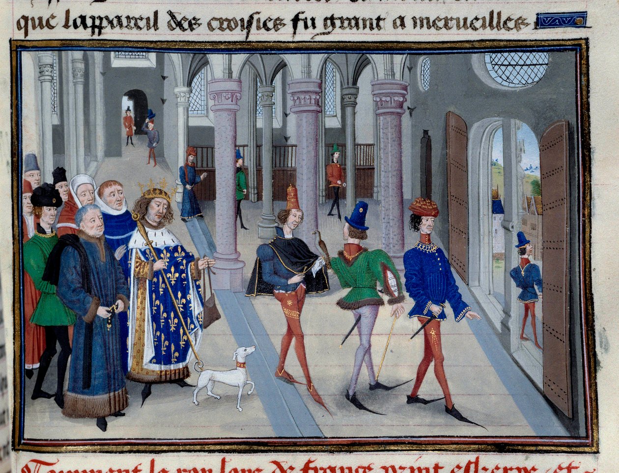 Król św. Ludwik (Ludwik IX (1214-1270) apelujący o opuszczenie zamorskiego kraju)” Miniatura z „Les Grandes Chronicles” Jeana Fouqueta (1420-1481), Paryż, Biblioteka Arsenału autorstwa Jean Fouquet