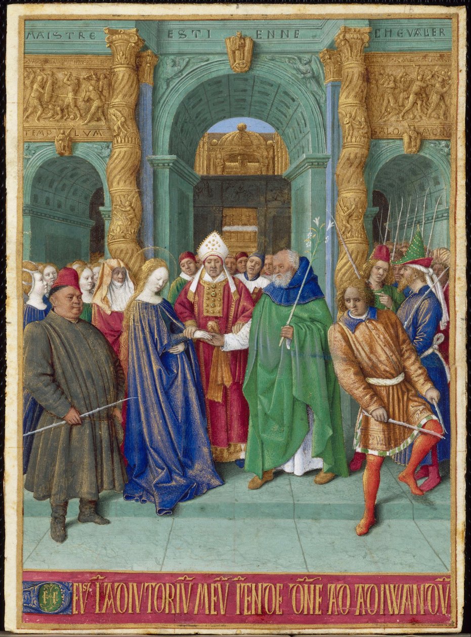 Wesele francuskiej Dziewicy: miniatura z Godzin Étienne Chevalier autorstwa Jean Fouquet