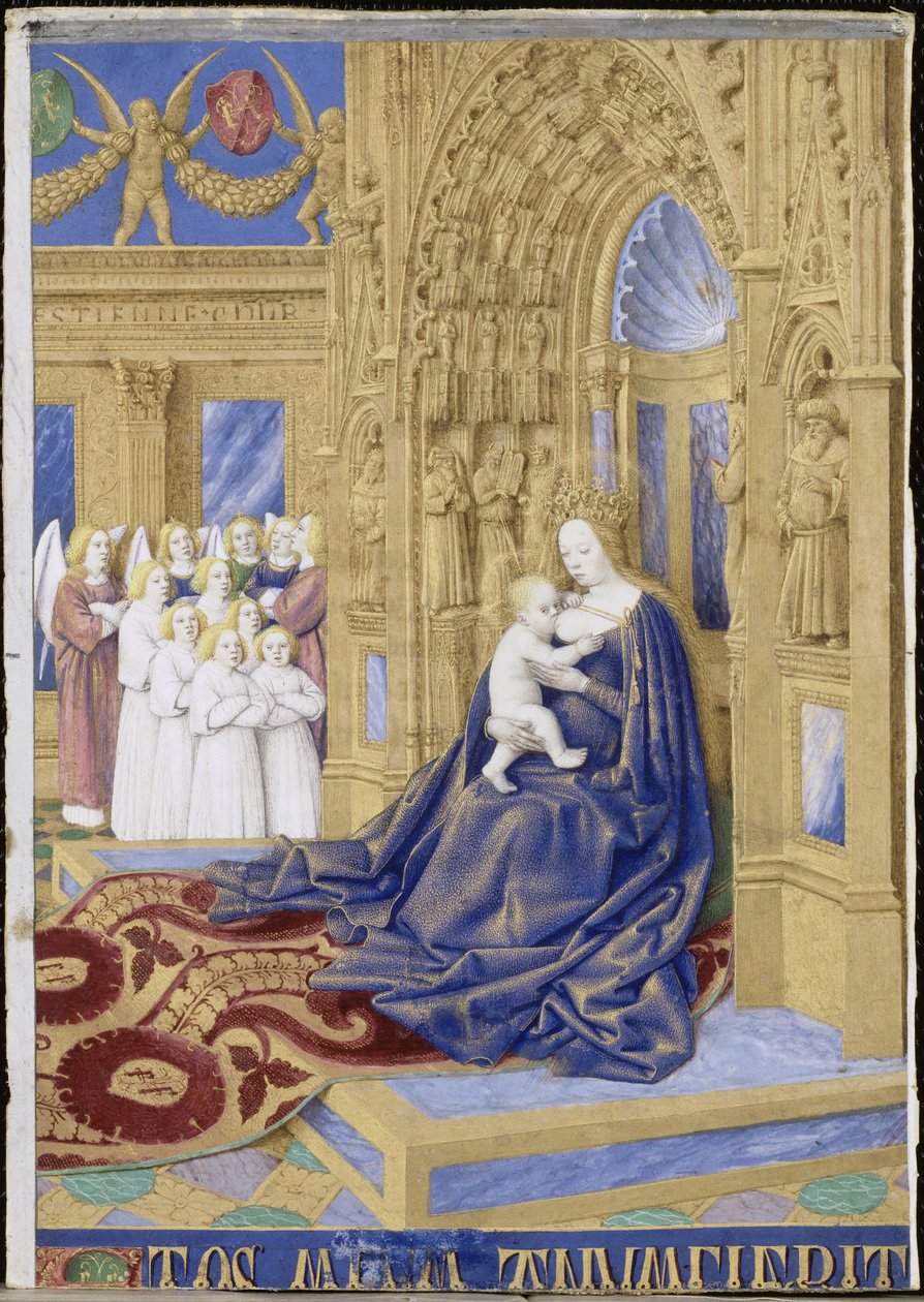 Dziewica z Dzieciątkiem na tronie Godziny Étienne Chevalier autorstwa Jean Fouquet