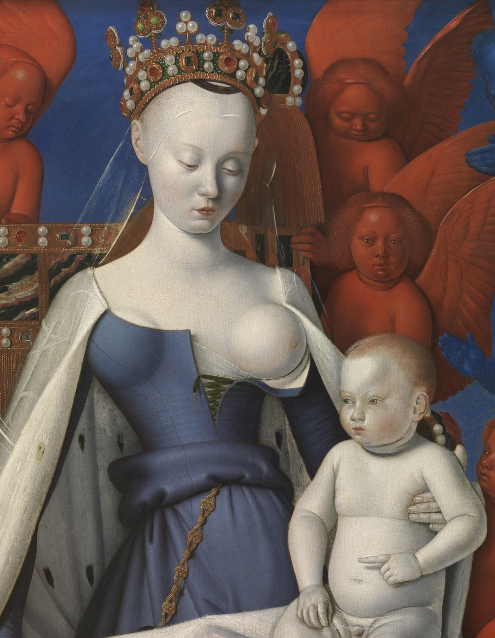 Dziewica z Dzieciątkiem w otoczeniu cherubinów i serafinów, detal autorstwa Jean Fouquet