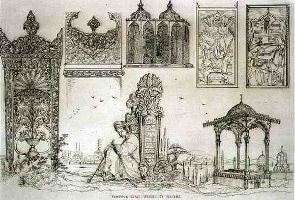 Przykłady grobowców tureckich, arabskich i perskich, z „Sztuki i przemysłu”, wydanej przez Delatre, Paryż autorstwa Jean Francois (after) Albanis de Beaumont