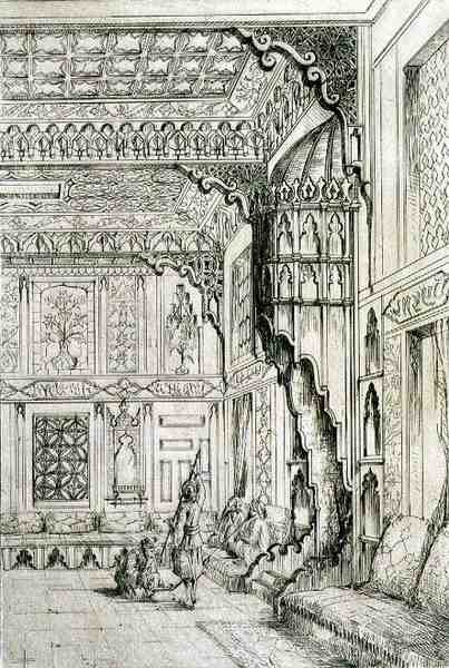 Islamski i mauretański projekt gobelinu na drzwi, z „Art and Industry”, opublikowany przez Delatre, Paryż autorstwa Jean Francois Albanis de Beaumont
