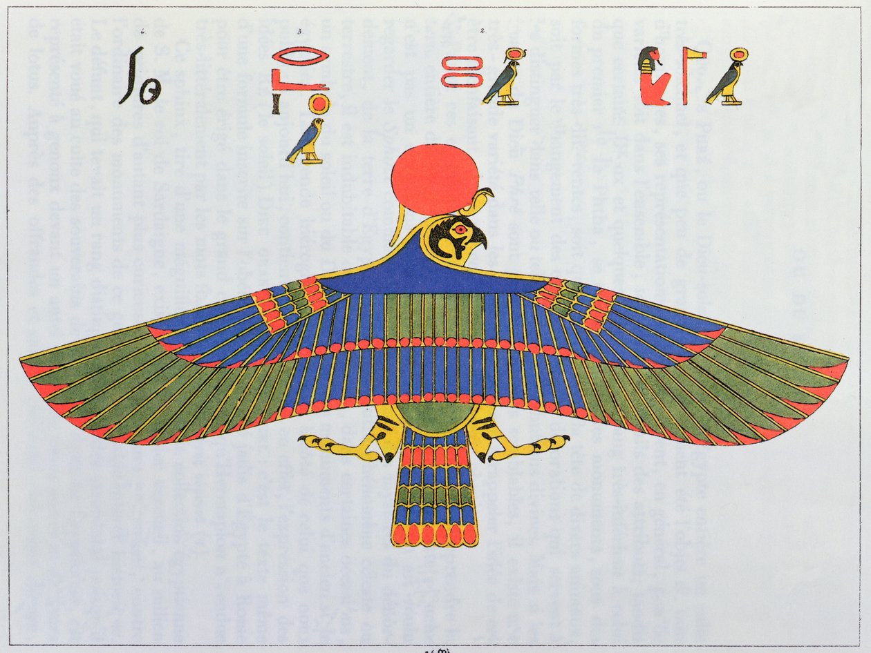 Bóg Horus przedstawiony w postaci krogulca, 1823 autorstwa Jean Francois Champollion