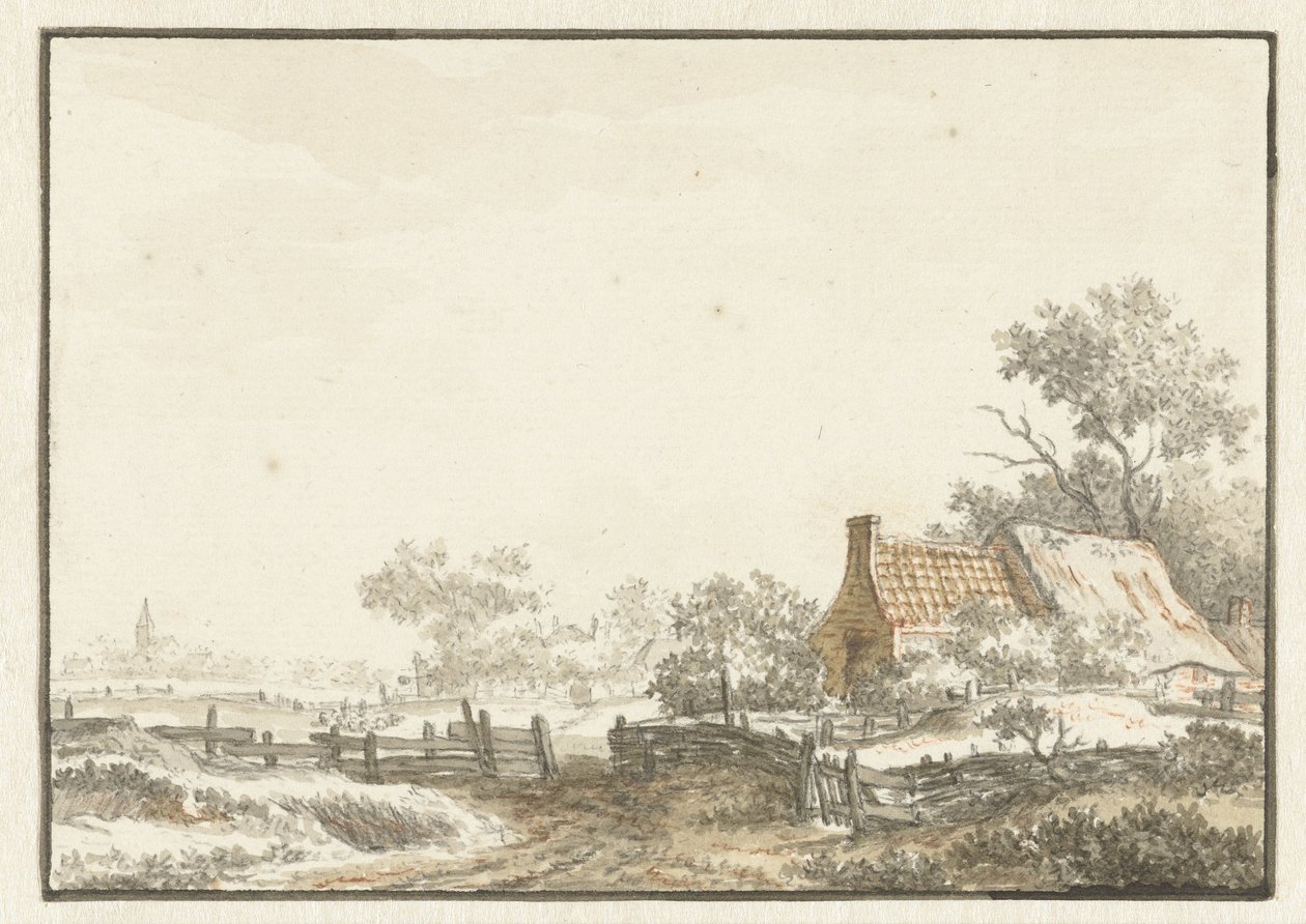 Krajobraz z farmą autorstwa Jean François Delcourt