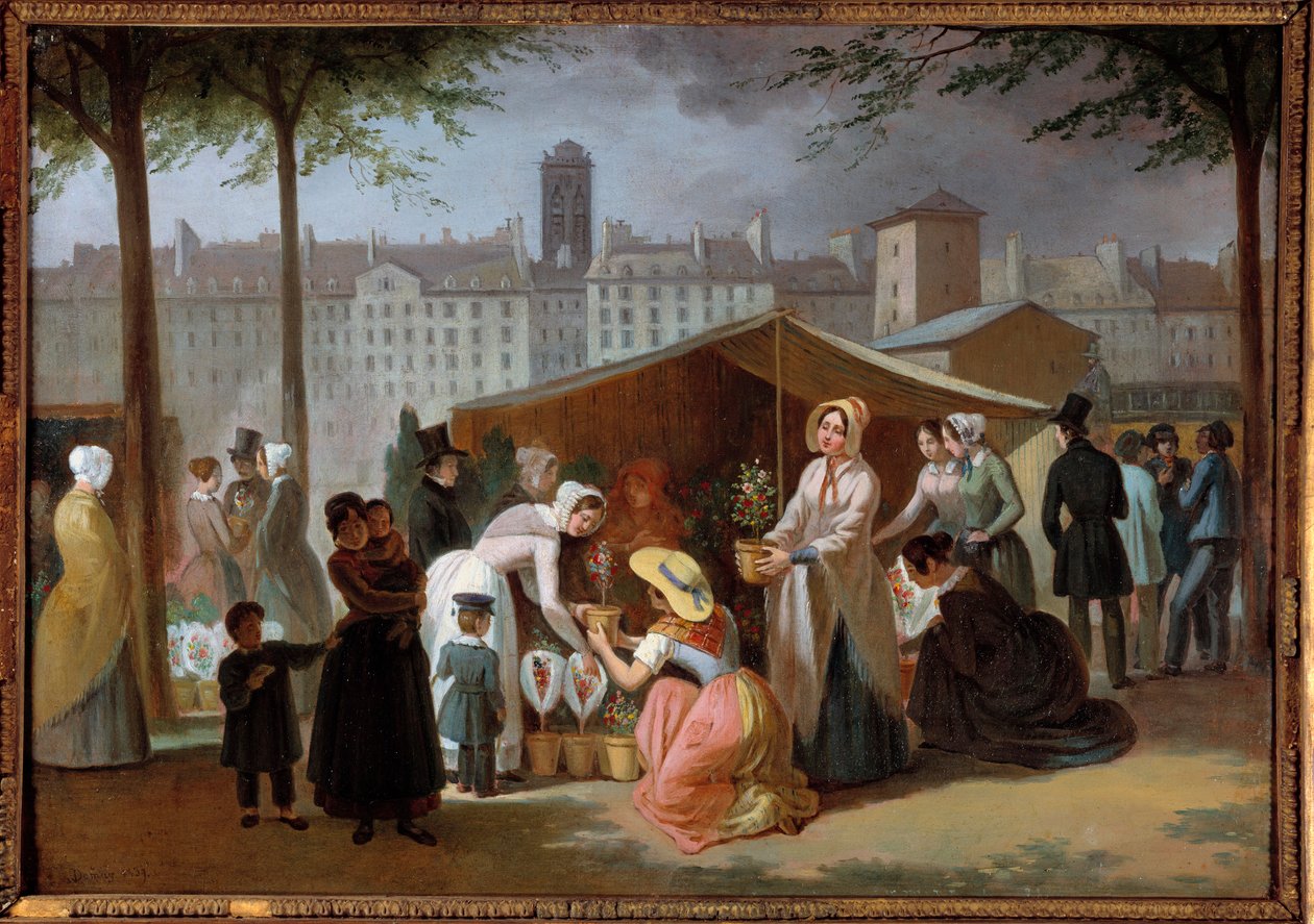 Spacer po kwiatach. Obraz Jean Francois Demay (1798 - 1850) autorstwa Jean Francois Demay