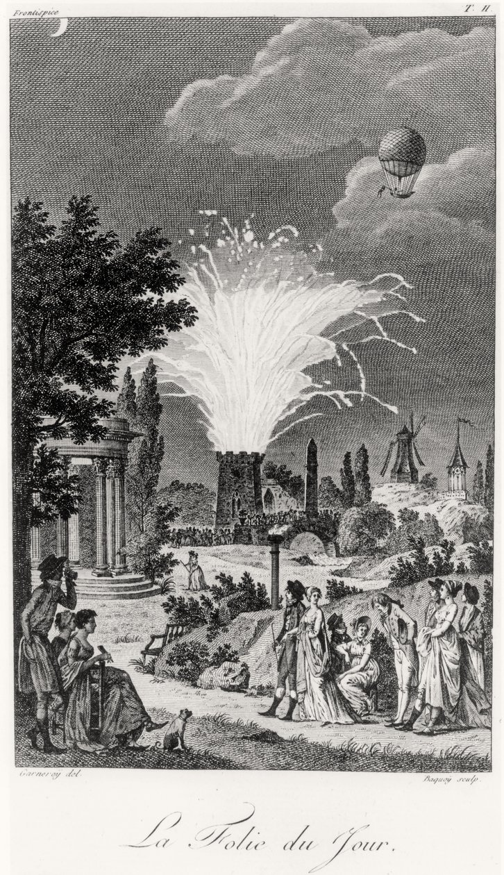 Pokaz sztucznych ogni w Jardin de Tivoli, ok. 1826 r. autorstwa Jean Francois Garneray