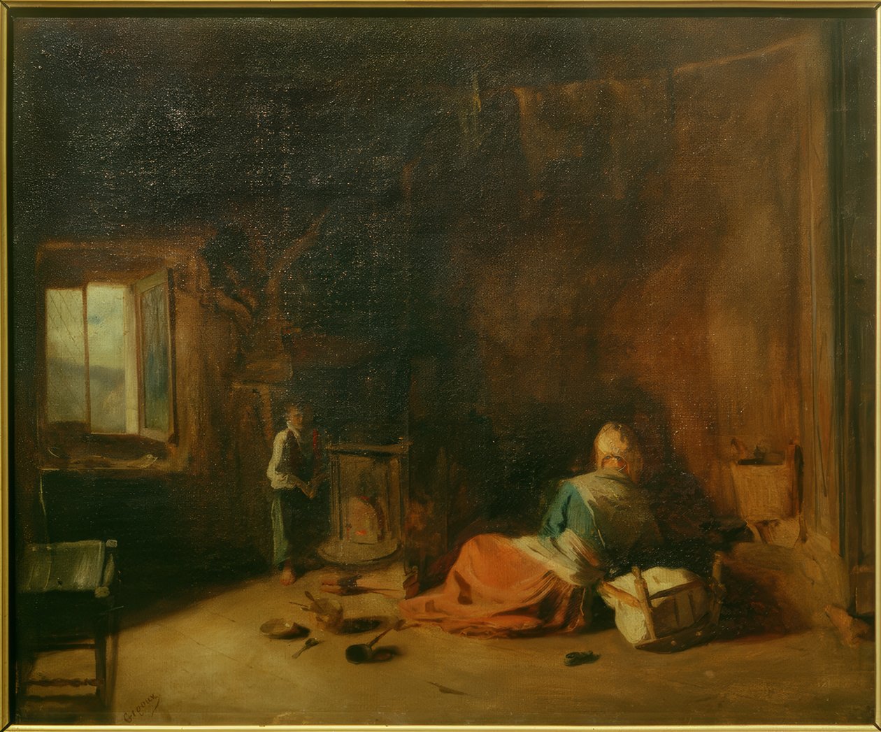 Wiejskie wnętrze autorstwa Jean Francois Gigoux
