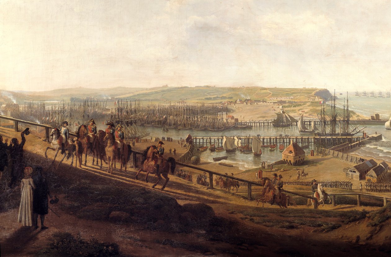 Cesarz Napoleon I odwiedził obóz Boulogne w lipcu 1804 r. Szczegół. Obraz Jean Francois Hue (1751-1823) 1804 Nd. 1,9x2,26 m² autorstwa Jean Francois Hue