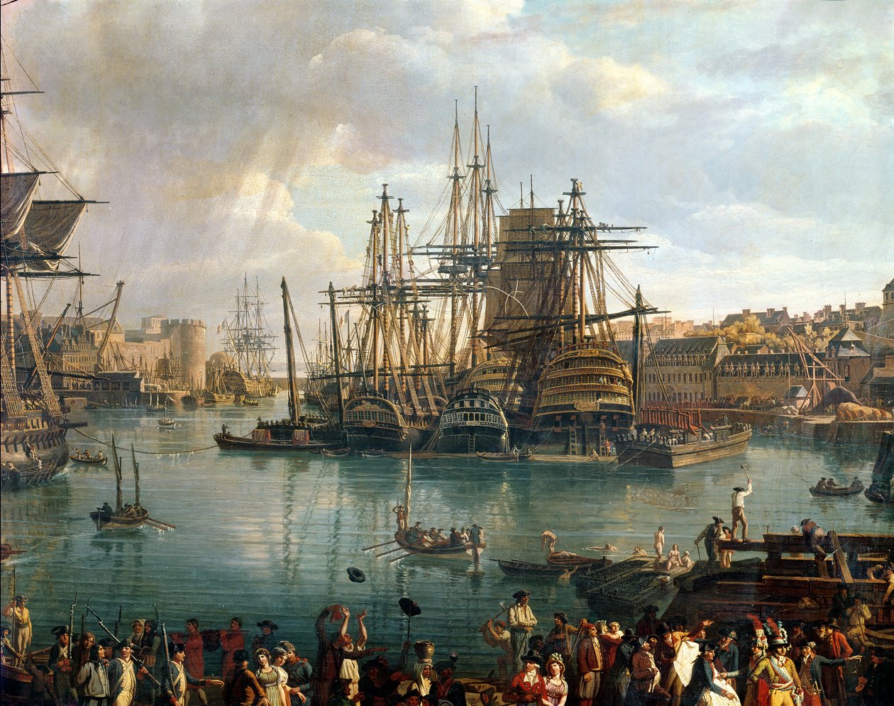 Port Brześć z widokiem na żeglugę, 1794 detal 95402 olej na płótnie autorstwa Jean Francois Hue