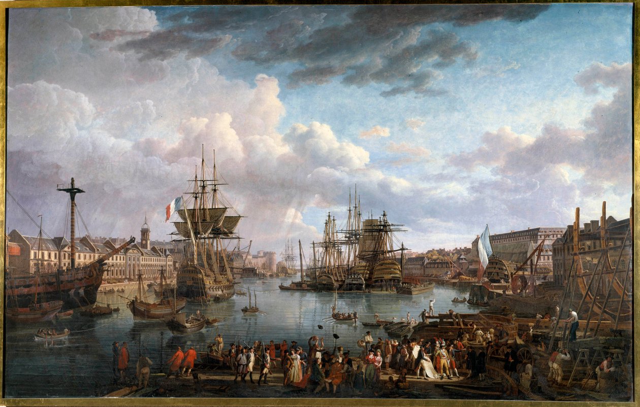 Widok portu w Brześciu w XVIII w. Obraz Jean-Francois Hue (1751-1823) XVIII w. autorstwa Jean Francois Hue