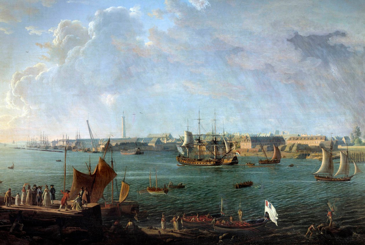 Widok portu Lorient w XVIII wieku Fragment obrazu Jean Francois Hue (1751-1823) Paryż, Musee de la Marine autorstwa Jean Francois Hue