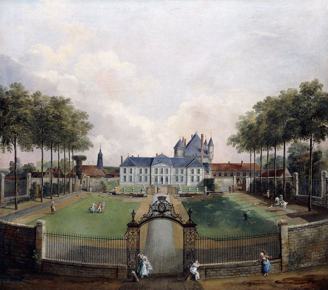 Widoki na Chateau de Mousseaux i jego Ogrody, autorstwa Jean Francois Hue