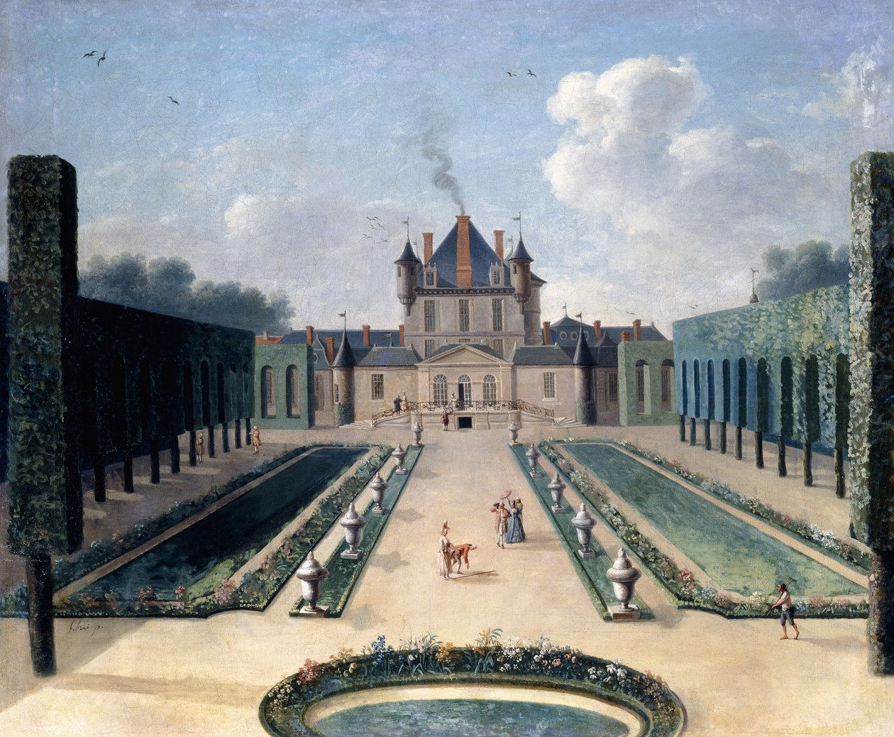 Widoki na Chateau de Mousseaux i jego Ogrody, autorstwa Jean Francois Hue