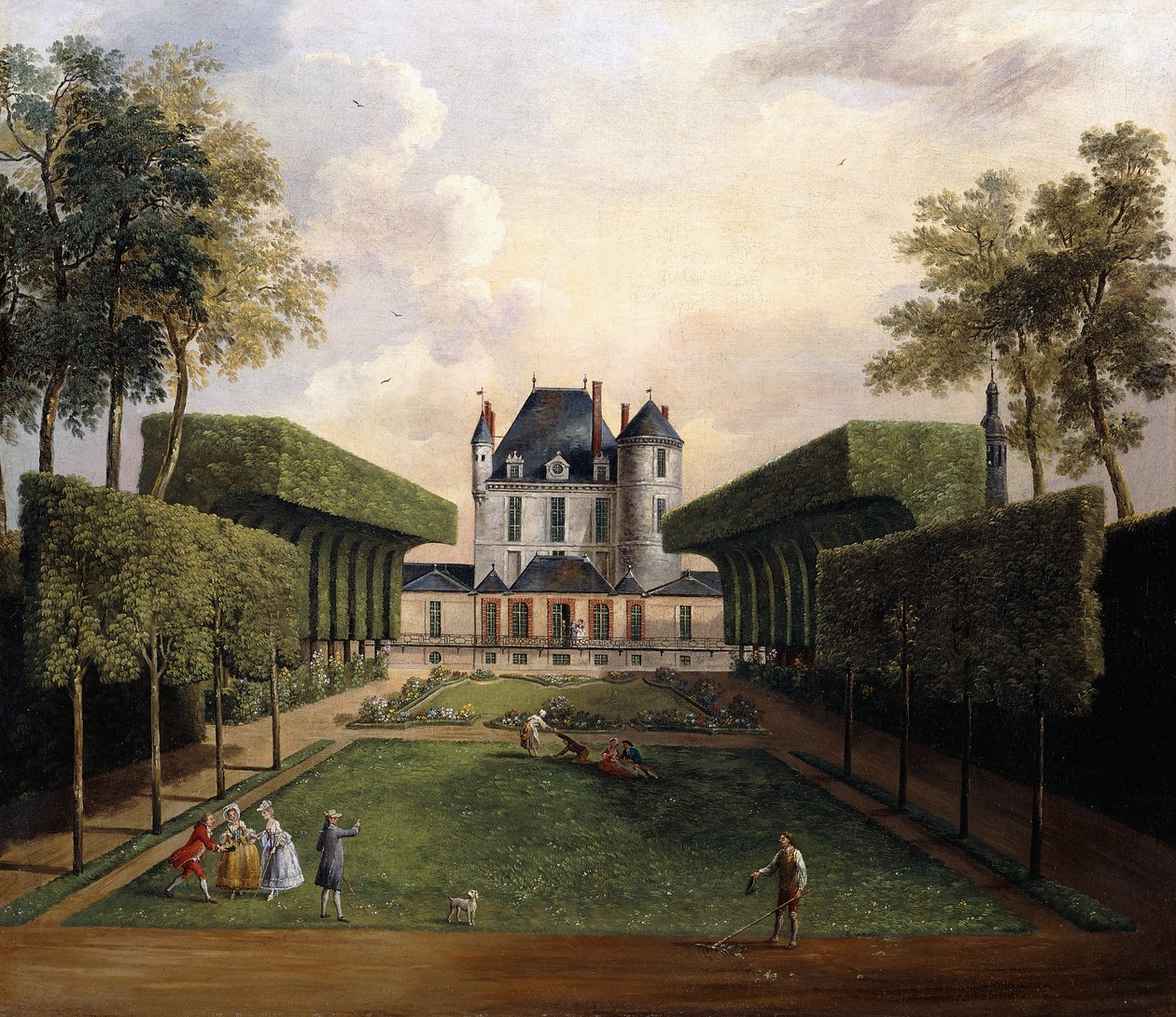 Widoki na Chateau de Mousseaux i jego Ogrody, autorstwa Jean Francois Hue